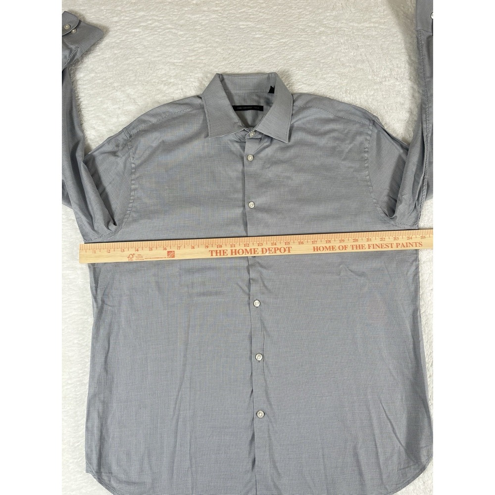 John Varvatos Gray White Geometric Long Sleeve Button Up Shirt Men's 16.5 32/33‎ - Picture 7 of 8